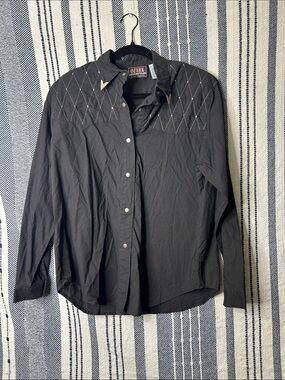 Vintage Ozark Mountain Jean Company Diamond Stitched Western Button Up Shirt